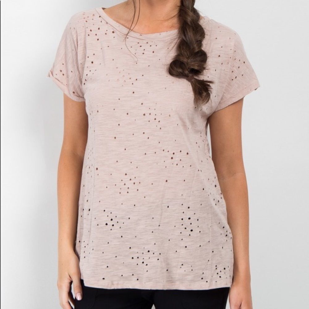 NWT pinkblush maternity distressed t shirt